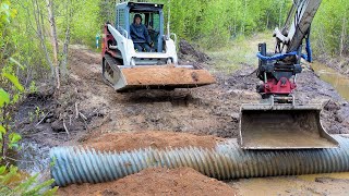 Replacing a clogged culvert pipe [upl. by Engamrahc]