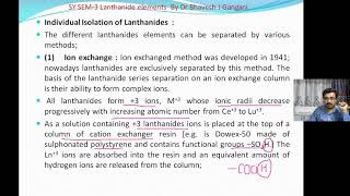 L3 Separation of Lanthanide by ionexchange method amp solvent extraction method SYBSclanthanide [upl. by Tigirb]