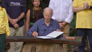 From the Amazon rainforest Biden declares nobody can reverse US progress on clean energy [upl. by Nitsirhc]