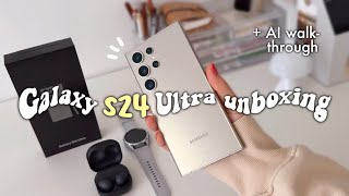 Aesthetic galaxy S24 ultra unboxing 🩶 titanium gray  watch6 classic amp buds2 pro unboxing [upl. by Sherard]