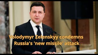 Ukraine war Volodymyr Zelenskyy condemns Russias new missile attack [upl. by Eltsyrhc]