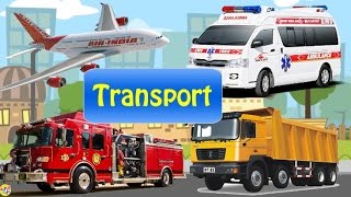 Transport Sounds Learn AIR WATER STREET SPACE Transport  Fire truck Police Car Ambulance Part 01 [upl. by Neau]