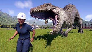 Jurassic World Evolution  Indominus Rex Vs Tyrannosaurus Rex  Unfinished Fight  AllDinosaurs [upl. by Leitnahs]