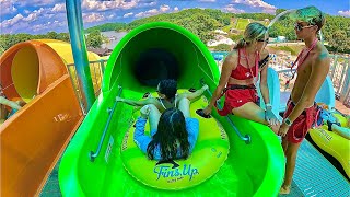 Serpentine Storm Water Slide at Fins Up Water Park in Margaritaville Lake Lanier Georgia USA [upl. by Orsola]