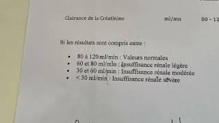 Valeur de la créatinine et clairance de la créatinine variation physiologique medecine foryou [upl. by Einahc]