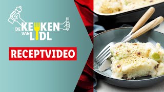 Ovenschotel met gehakt prei amp knolselderpuree I Lidl België [upl. by Neit]