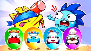 Surprise Eggs With Assistants Baby Cars  Songs for Kids  Baby Cars  Baby Zoo [upl. by Alleuqahs]