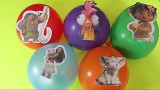 MOANA Balloons Popping Show  Learn Colors Finger Family Nursery Rhyme [upl. by Layod]