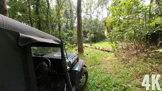 POV Off Road  36 year Old Mahindra Jeep  Clearing Obstacles on the Way  4K  ASMR  Rubber Plants [upl. by Eseer]