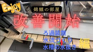 錦鯉の飼育部屋の飼育環境を改善していく！まず第一歩！！水換えがマジでしんどい💦 [upl. by Sparrow]