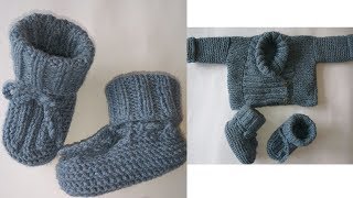 Kako se pletu pape za dječaka  dio kompleta Džemperpape i kapa Knitted slippers for boy [upl. by Corissa]