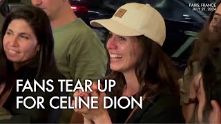 MOMENT Fans tear up while watching Celine Dion at Olympics opening ceremony [upl. by Pihc]