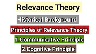 Relevance Theory in Pragmatics  Conversational Maxims  Relevance Theory by Sperber and Wilson [upl. by Rehpotsihrc934]