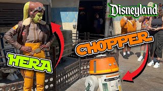 Hera Syndulla and Chopper Meet and Greet at Star Wars Galaxys Edge in Disneyland [upl. by Eitsirhc865]