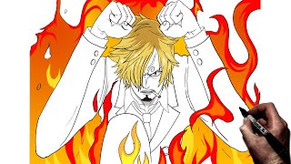 How To Draw Sanji Diable Jambe  Step By Step  One Piece [upl. by Neelrahs]