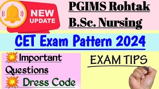 CET Exam Pattern 2024💥 Important QuestionsPgims Rohatk bsc Nursingbscnursing pgimsrohatk [upl. by Anna-Diana]