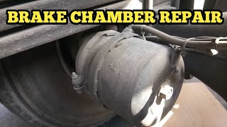 BRAKE CHAMBER REPAIR  AIR LEAK [upl. by Satterlee300]