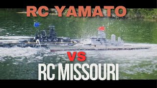 RC BATTLESHIP YAMATO VS USS MISSOURI  BB Firing Models  RC WARSHIP COMBAT [upl. by Teragram]