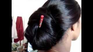 Simple Mega Hair Bun Using Hair Stick  DIY Loose Hair Ponytail on Waist  Easy Knot Hair Bun [upl. by Cummings495]