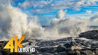 Relaxing Beauty of Big Ocean Waves in Slow Motion  4K Nature Relax Video with Ambiance Music  6HR [upl. by Hoy]