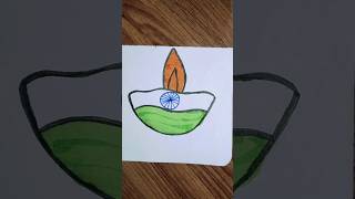 Diwali Diya chart drawing or tiranga drawing beautiful drawing with brush penindianflagdiwalichart [upl. by Almeeta]