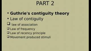 GUTHRIES THEORY OF CONTIGUITY  Learning  Psychology  Applied psychology for Nursing [upl. by Groeg548]