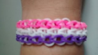 COM TEAR ♥ Como fazer Pulseira com elástico passo a passo LoomBands  tear ♥ [upl. by Nallad]