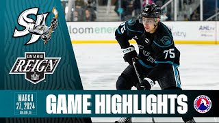 AHL HIGHLIGHTS  San Jose Barracuda vs Ontario Reign  Mar 27 2024 [upl. by Gnex]