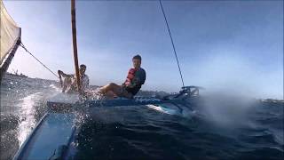 Traditional Outrigger canoe proa sailing Marshall Islands [upl. by Vastah]