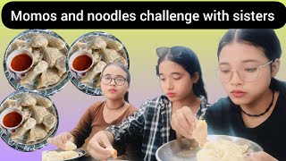 Hotel me ki momos and noodles challenge with sisters 😋kon winner 🏆vlog challenge annuthapavlogs [upl. by Hersch]