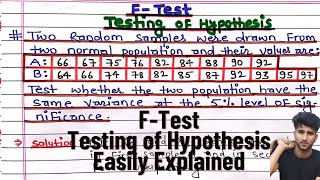 Ftest  Hypothesis testing Ftest  F test Full concept  Testing of Hypothesis F test  Statistics [upl. by Otcefrep194]