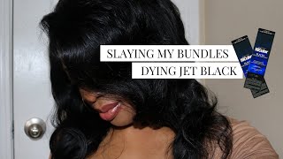 Slaying My Bundles  Dying Hair Jet Black ft LOreal HiColor amp Nadula Hair [upl. by Hanfurd]