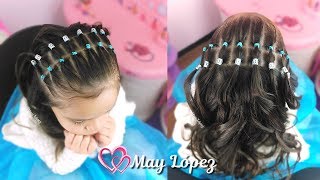 Peinado Elegante con ligas y pelo suelto para Niñas  May Lopez [upl. by Chrystal]