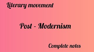 Post Modernism as a Literary movement [upl. by Ociram]