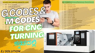 G CODES ampM CODES FOR CNC TURNING [upl. by Ecirpac952]