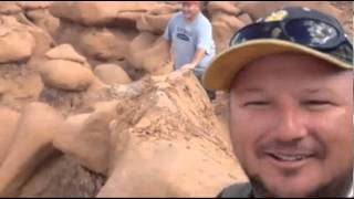 Illegal activity Men destroy rock formation in Goblin Valley Utah [upl. by Aedrahs692]