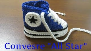 Tutorial Uncinetto Scarpine Bebè Modello Converse quotAll Starquot 5° Parte Giusy 66 [upl. by Silra]