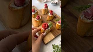 Salami Rose Sandwiches with a herby cream cheese filling 🌹 fingerfood funfood [upl. by Dranoel]