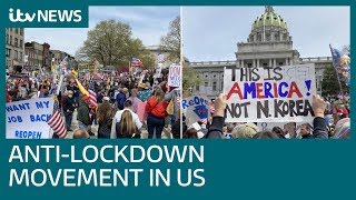 The antilockdown movement a very American protest amid coronavirus pandemic  ITV News [upl. by Nedarb]