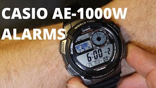 How to set the alarms on a CASIO AE1000W WorldTime [upl. by Llehcim332]