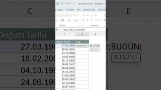 Excel’de Yaş Hesaplama excel exceltips exceldersleri microsoft [upl. by Noedig]