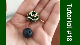 TUTORIAL PERLINE 18  Chicca Bead sfera rivestita con perline Beaded Bead tutorial [upl. by Chemaram118]