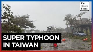 Wind rain batter Taiwan as Super Typhoon Kongrey nears [upl. by Eirahs]