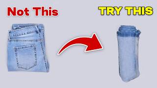 How To Fold PANTS To Save Space For Travel  How to Fold Jeans [upl. by Linkoski]