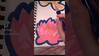 Painting a waterlily using acrylicmarkers in my sketchbook [upl. by Ahsini]