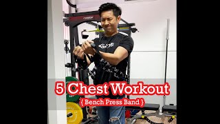 5 Chest Workout using INNSTAR Adjustable Bench Press Band  Home Resistance Band Exercises [upl. by Willner]