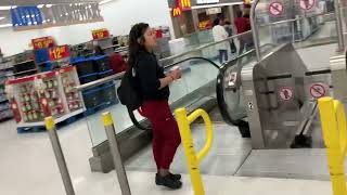 Unique escalator system for shopping carts at Walmart Square One [upl. by Inavoy254]