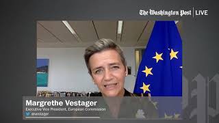 Margrethe Vestager says European Commission will delay digital levy plan until October [upl. by Aicssej]