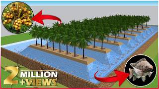 Integrated COCONUT and FISH Farming  Integrated Farming System Planning amp Ideas  Farm Design [upl. by Merrick973]