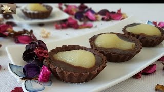 Tarte fondante au chocolat et au poire  Chocolate and Pear fondant tart تارت بالشكولاطة و الايجاص [upl. by Elleined371]